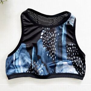 Beyond Yoga Lux Blocked Out Racerback Sports Bra in Rainy Clouds